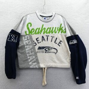 Starter Seattle Seahawks Sweatshirt Womens Medium Vintage NFL Colorblock White